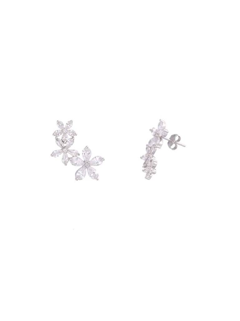 Sterling Silver Mimalistic Chic Floral Stud Earrings : ERSD678-S-NA