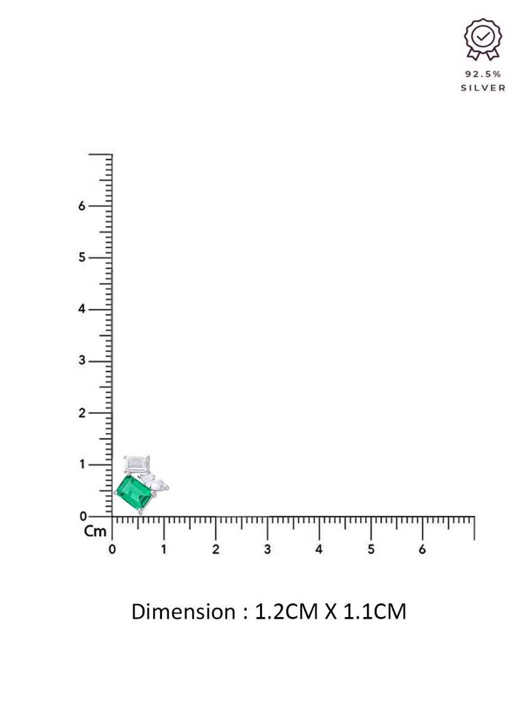 Sterling Silver Elegant Emerald & Diamond Stud Earrings : ERSD692-S-NA