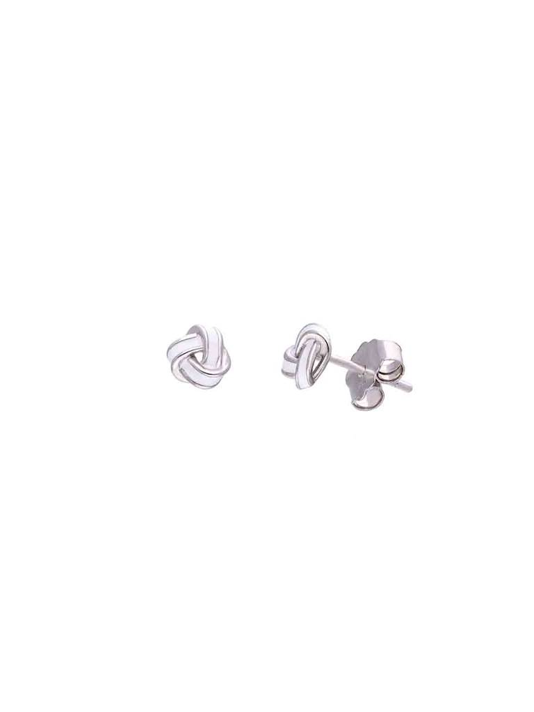 Sterling Silver White Knot Stud Earrings : ERSD693-S-NA