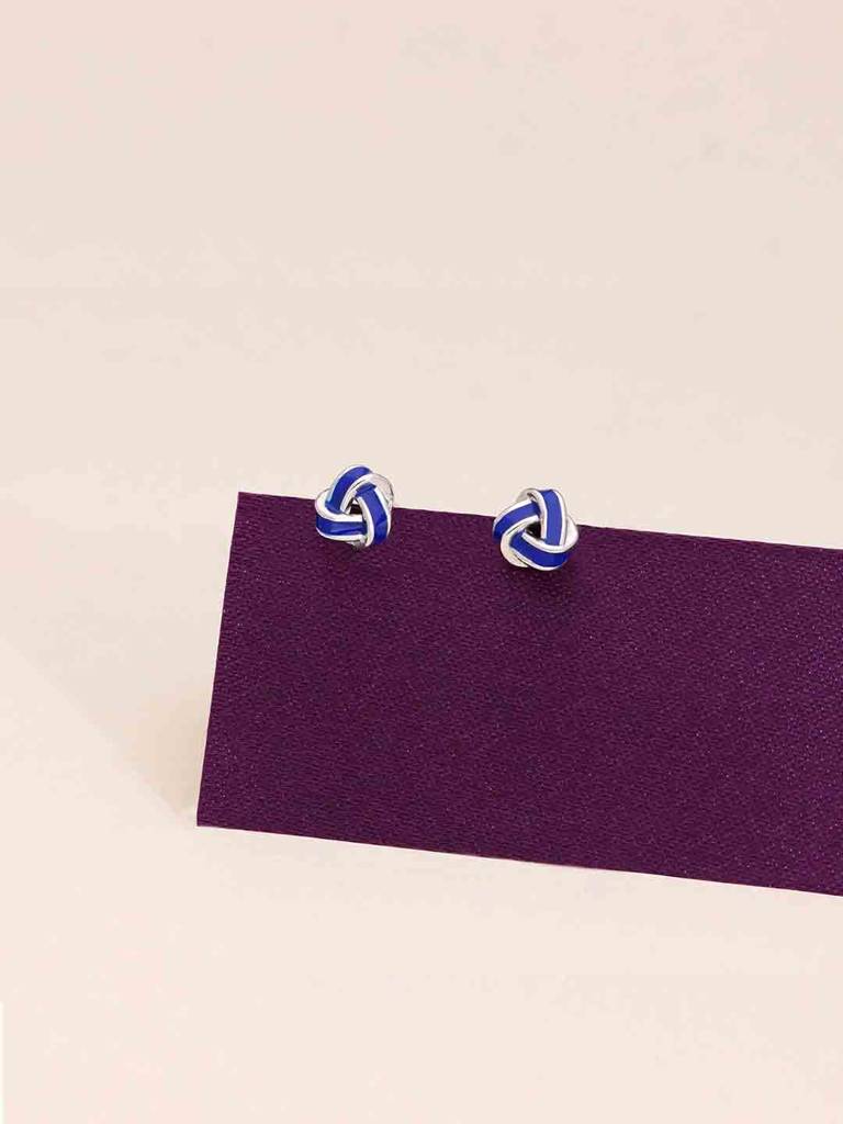 Sterling Silver Blue Knot Stud Earrings : ERSD695-S-NA