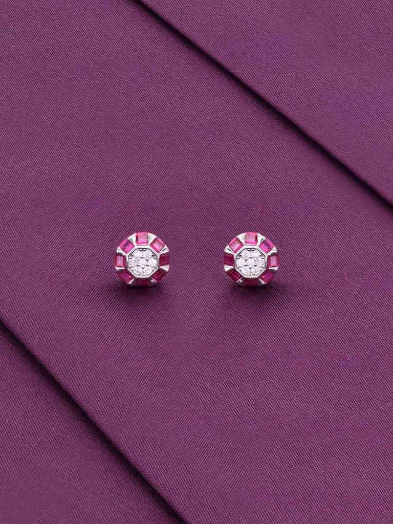 Sterling Silver Pink Chic Stud Earrings : ERSD697-S-NA
