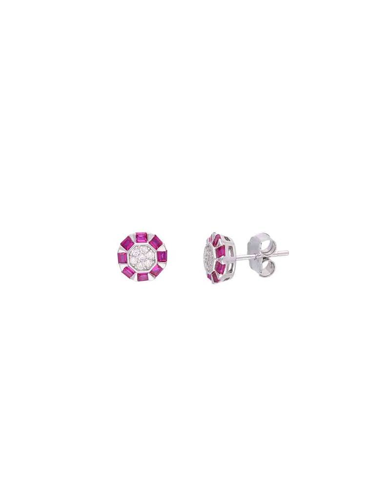 Sterling Silver Pink Chic Stud Earrings : ERSD697-S-NA