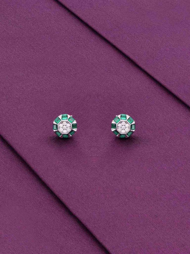 Sterling Silver Green Chic Stud Earrings : ERSD699-S-NA