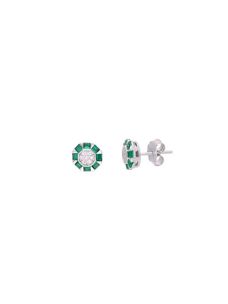 Sterling Silver Green Chic Stud Earrings : ERSD699-S-NA