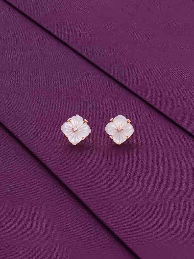 Sterling Silver Mother Of Pearl Flower Stud Earrings : ERSD702-RG-NA
