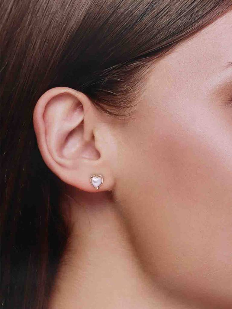 Sterling Silver Minimalistic Heart Stud Earrings : ERSD713-RG-NA