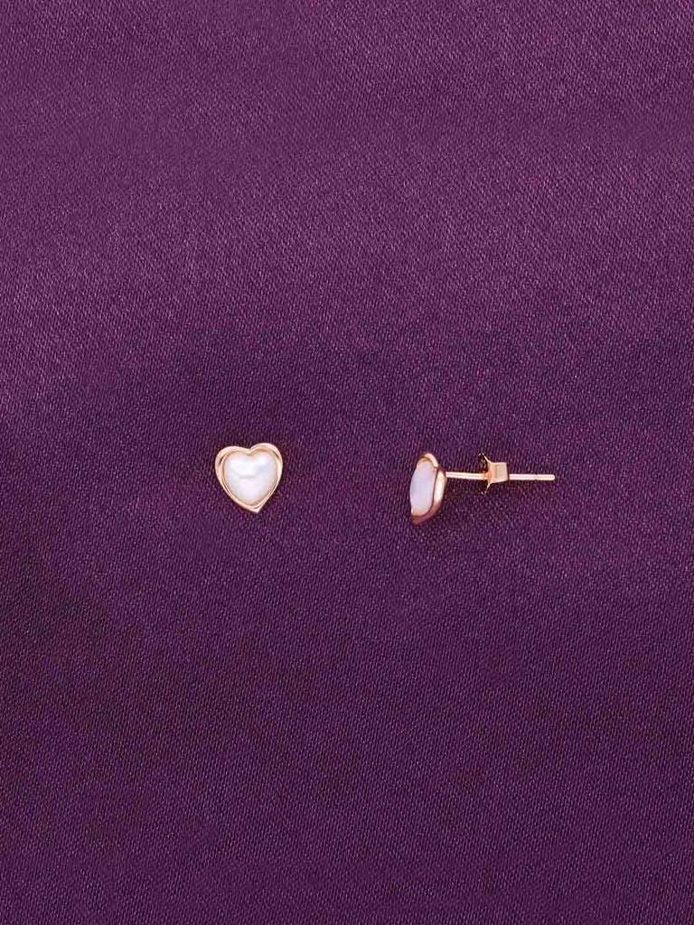 Sterling Silver Minimalistic Heart Stud Earrings : ERSD713-RG-NA