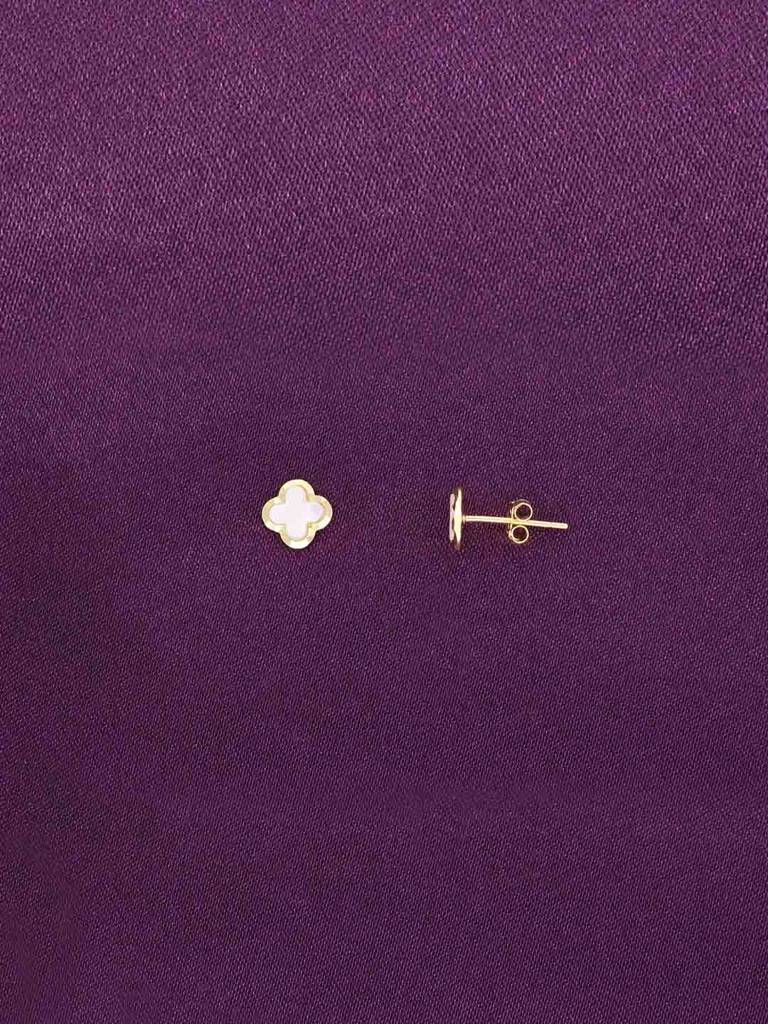 Sterling Silver Gold Minmalistic Clover Stud Earrings : ERSD717-G-NA