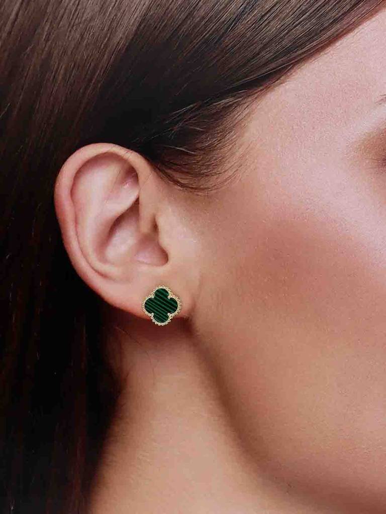 Sterling Silver Chic Clover Stud Earrings : ERSD731-G-NA