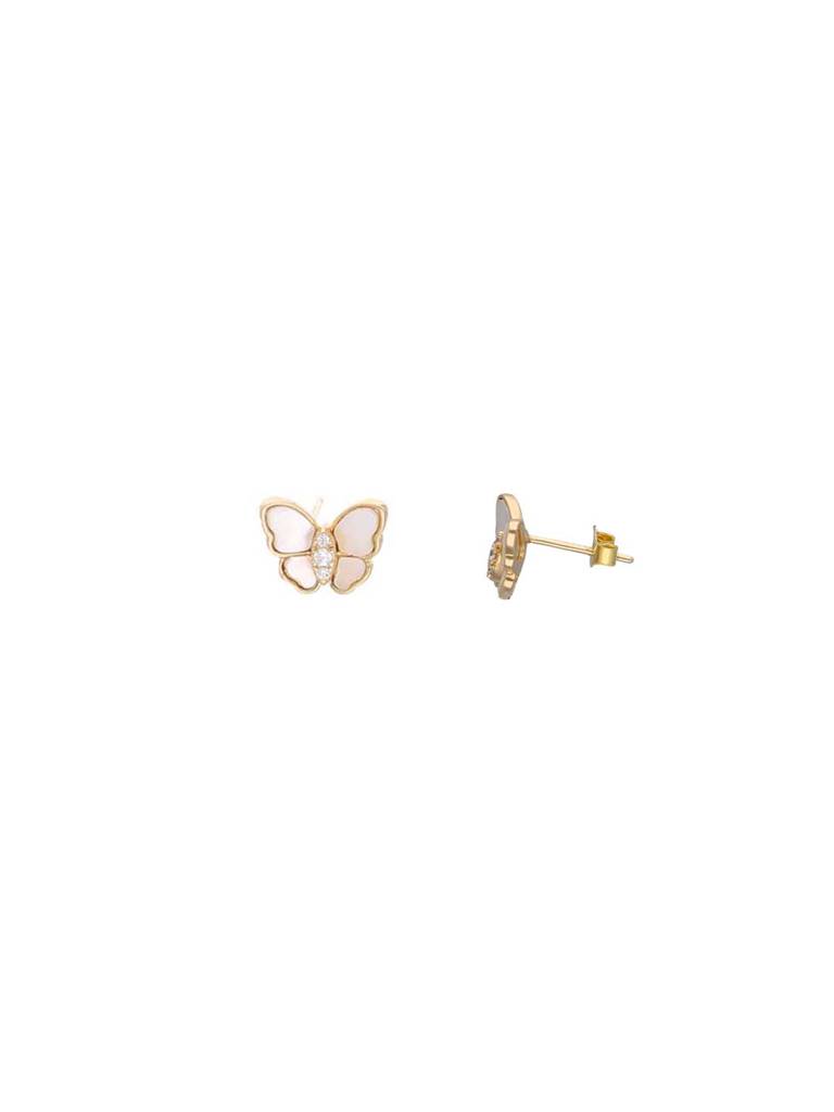 Sterling Silver Gold Moon Stone Butterfly Stud Earrings : ERSD733-G-NA