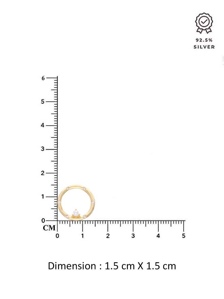 Sterling Silver Gold Zircon Studded Stud Earrings : ERSD734-G-NA