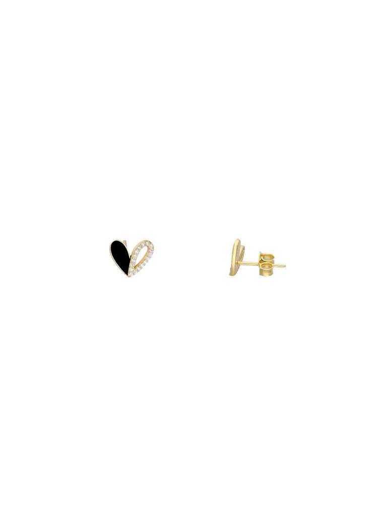925 Silver Minimalistic Zircon Heart Stud Earrings : ERSD741-G-NA