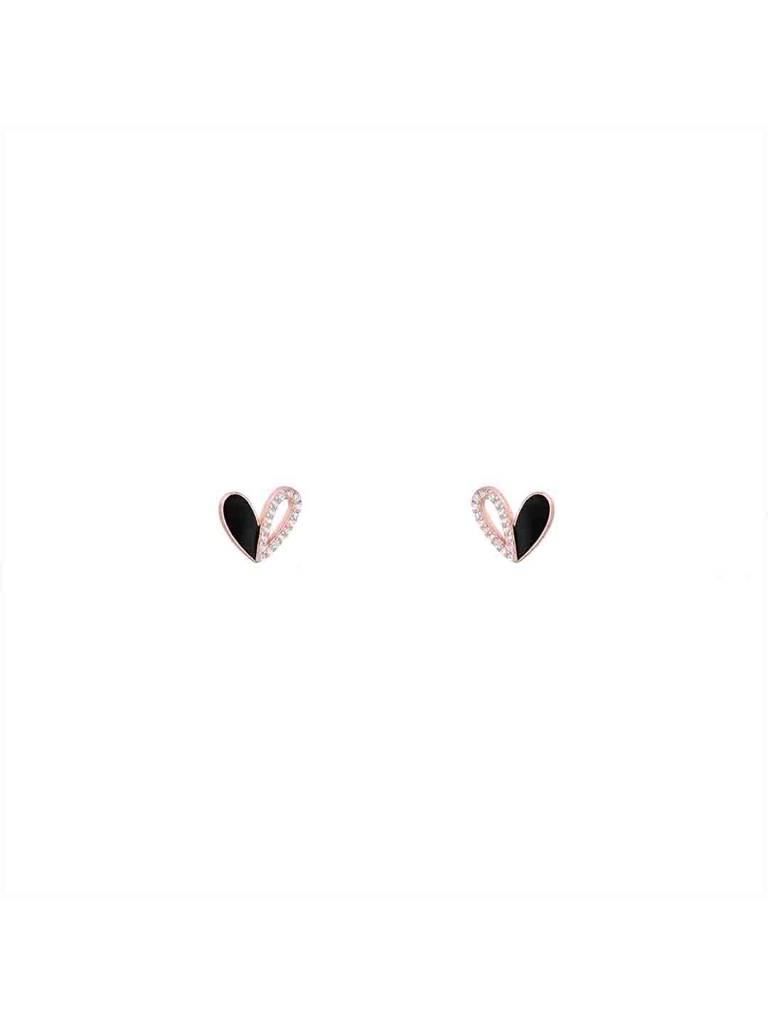 925 Silver Minimalistic Zircon Heart Stud Earrings : ERSD741-RG-NA