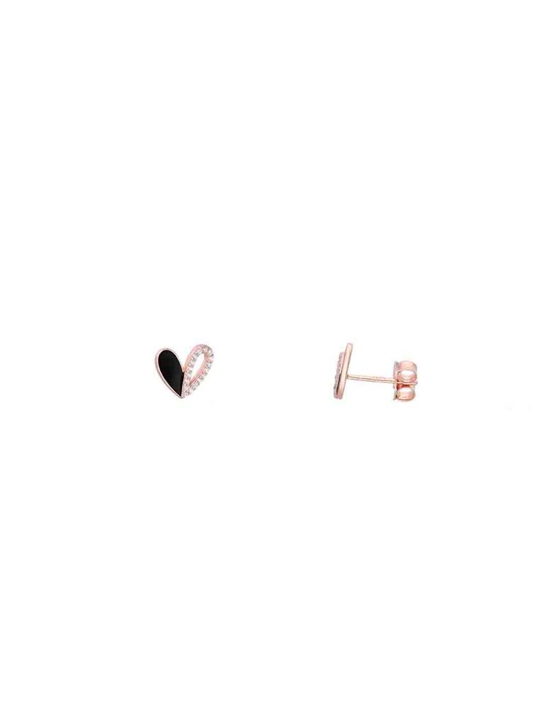 925 Silver Minimalistic Zircon Heart Stud Earrings : ERSD741-RG-NA