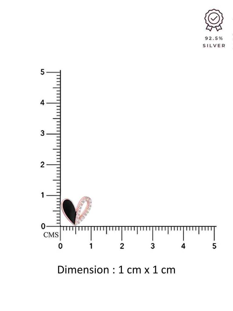 925 Silver Minimalistic Zircon Heart Stud Earrings : ERSD741-RG-NA