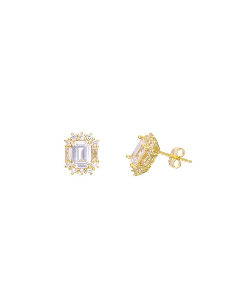 925 Silver Emerald-Cut Stud Earrings : ERSD791-G-NA