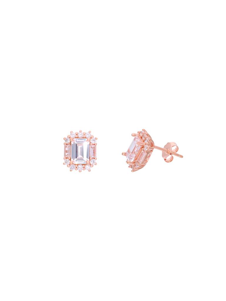 925 Silver Emerald-Cut Stud Earrings : ERSD791-RG-NA