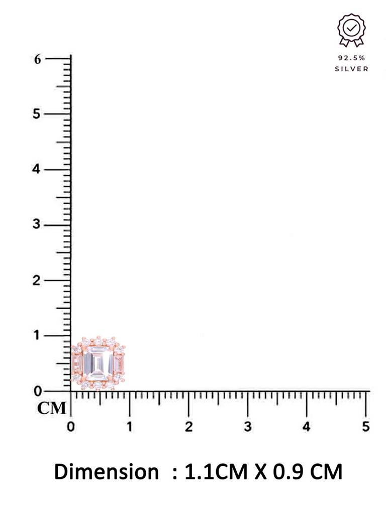 925 Silver Emerald-Cut Stud Earrings : ERSD791-RG-NA