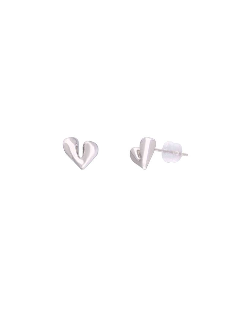 925 Sterling Silver Elegant Heart Shaped Stud Earrings : ERSD802-S-NA