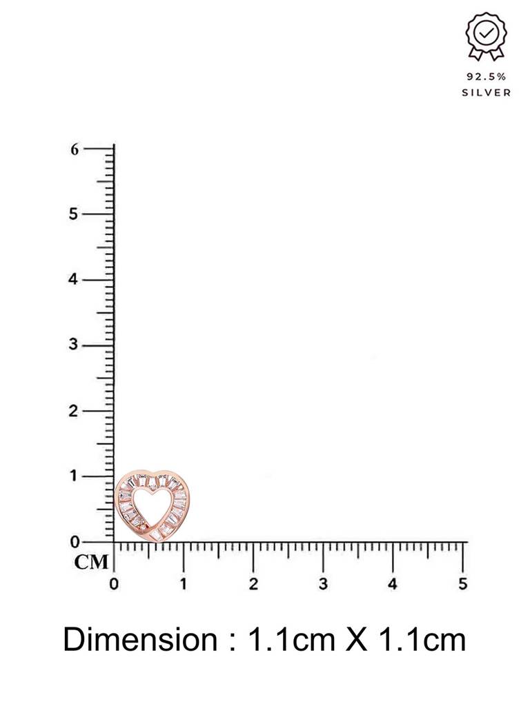 925 Silver Heart-Shaped Baguette Stud Earrings : ERSD804-RG-NA