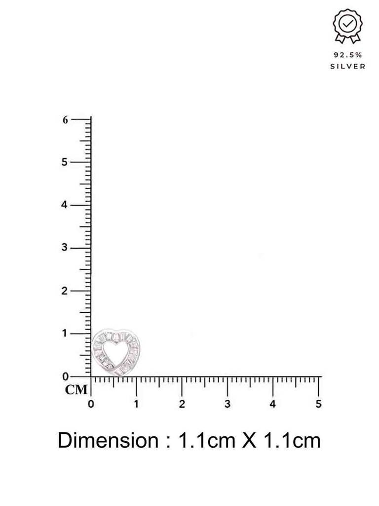 925 Silver Heart-Shaped Baguette Stud Earrings : ERSD804-S-NA