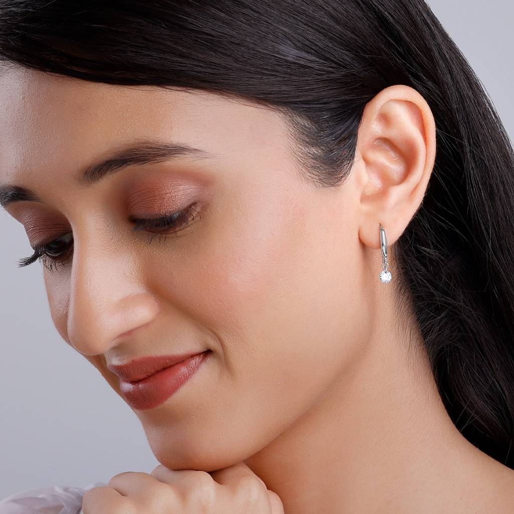 Silver Classic Shiny Drop Earrings : ER02768