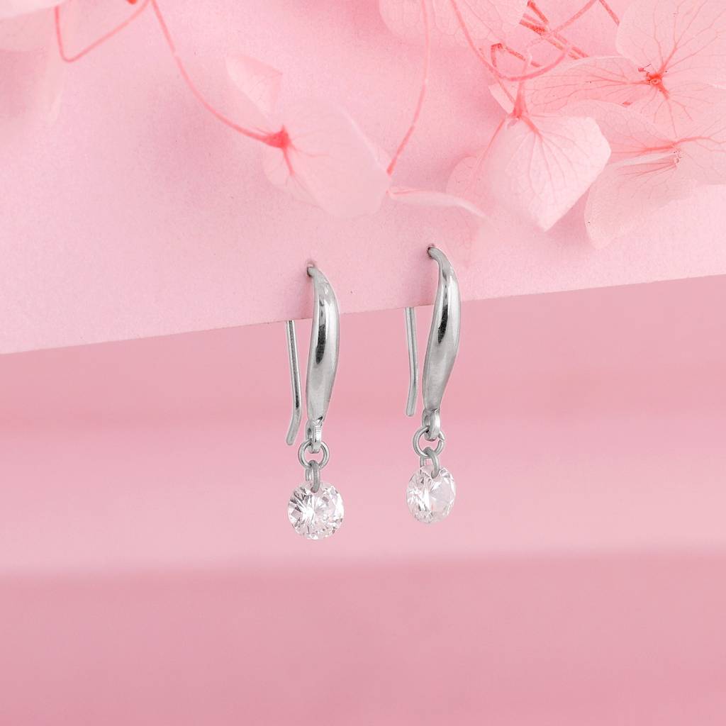 Silver Classic Shiny Drop Earrings : ER02768