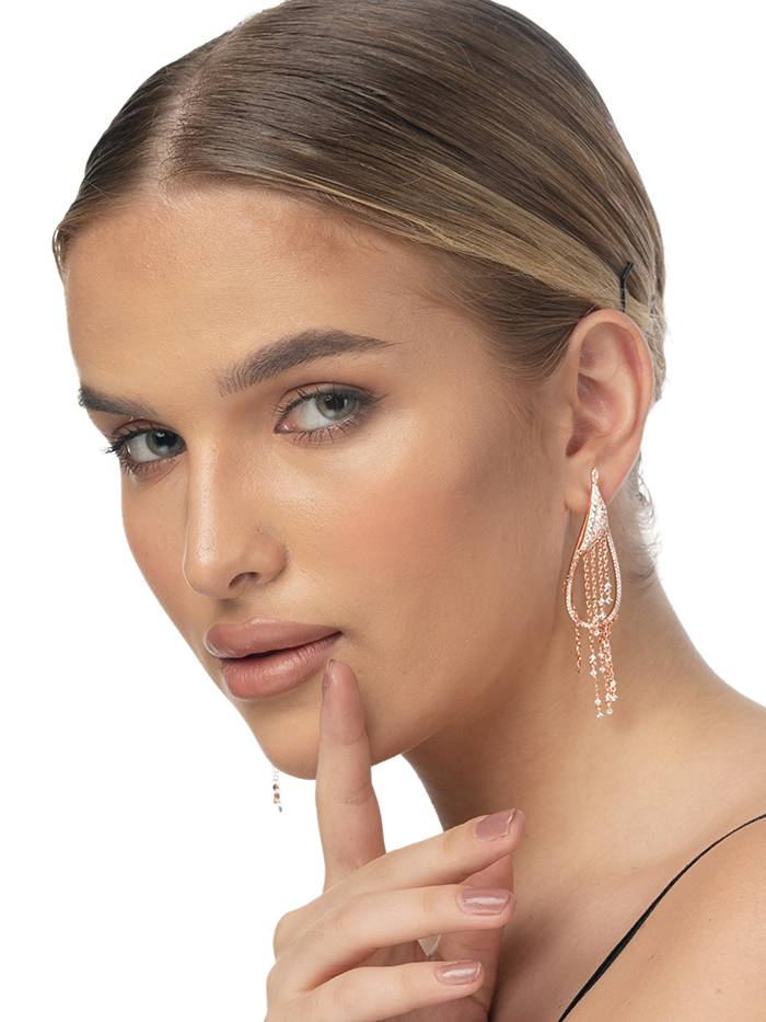 Rose Gold Dainty Cascade Dangling Earrings