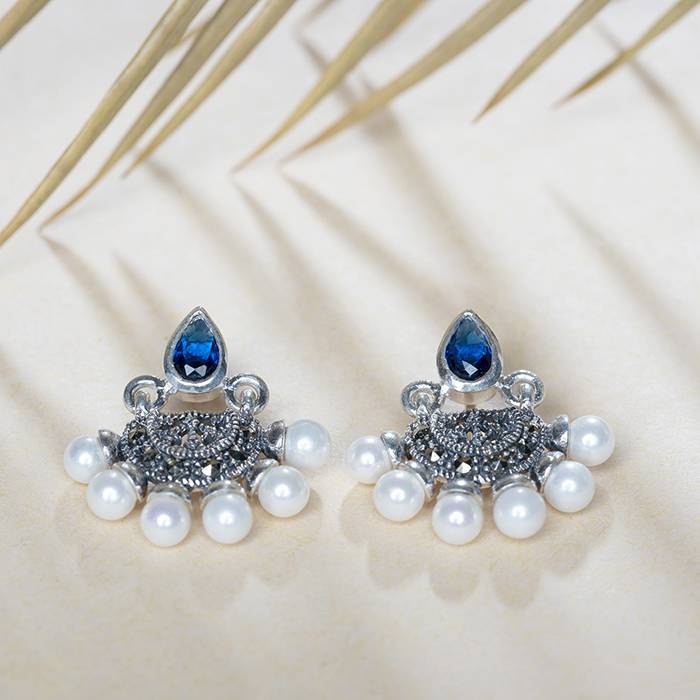 Dainty Blue Cz Earrings