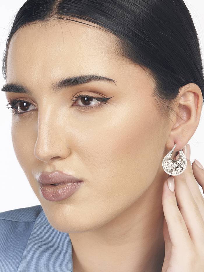 Graceful Textured Silver Earrings