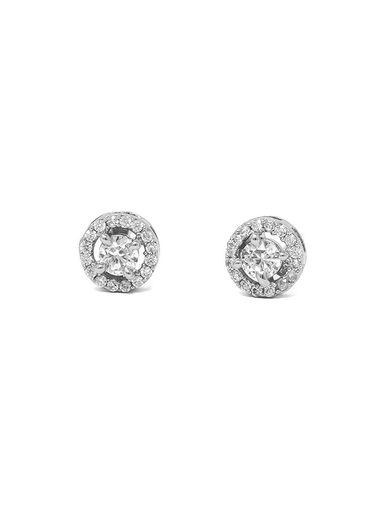 Mannash Halo Solitaire Sterling Silver Stud Earrings : MZSES267D526