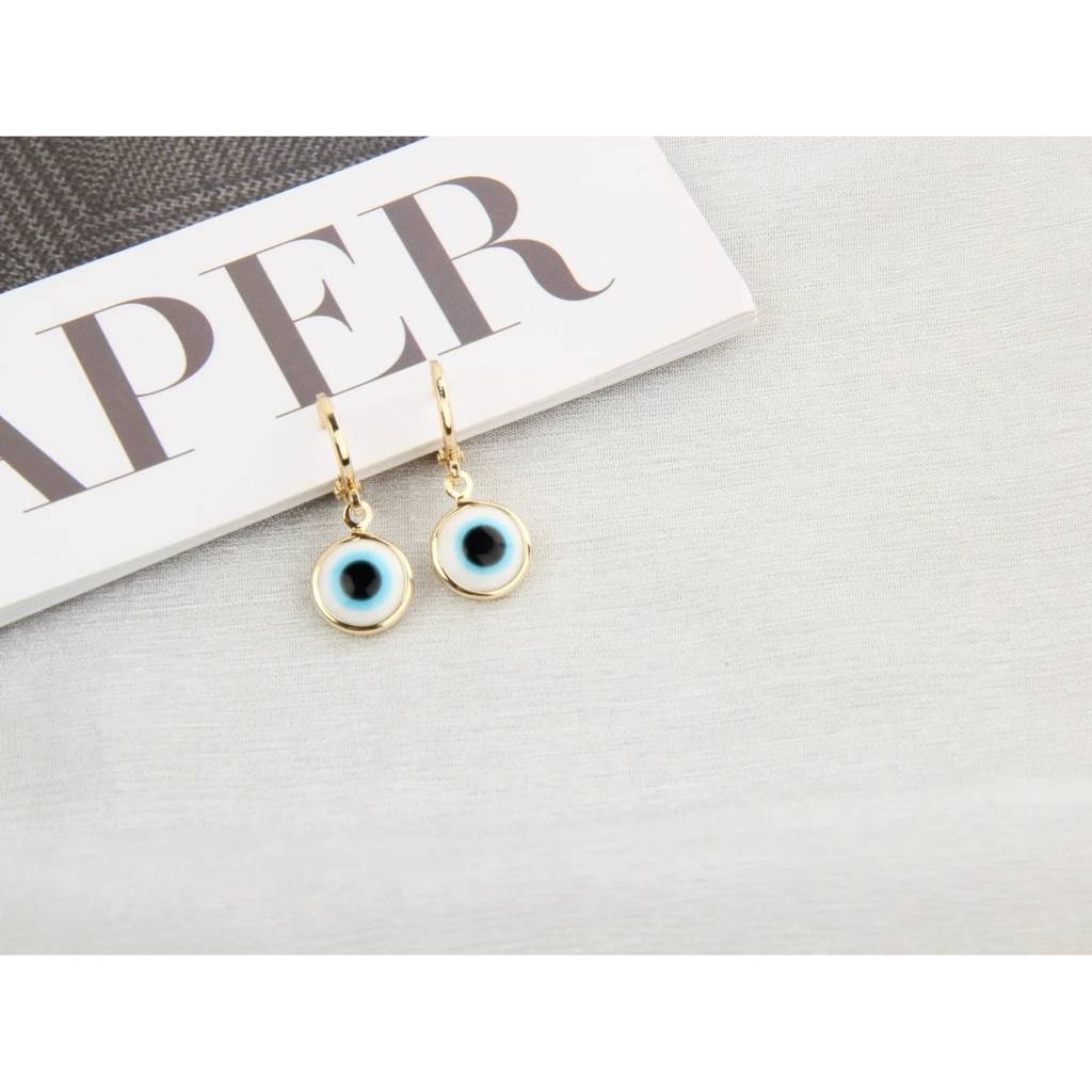 Evil Eyes Silver Brim Wind Drop Earrings - Dark Blue For Women & Girls : ES10184