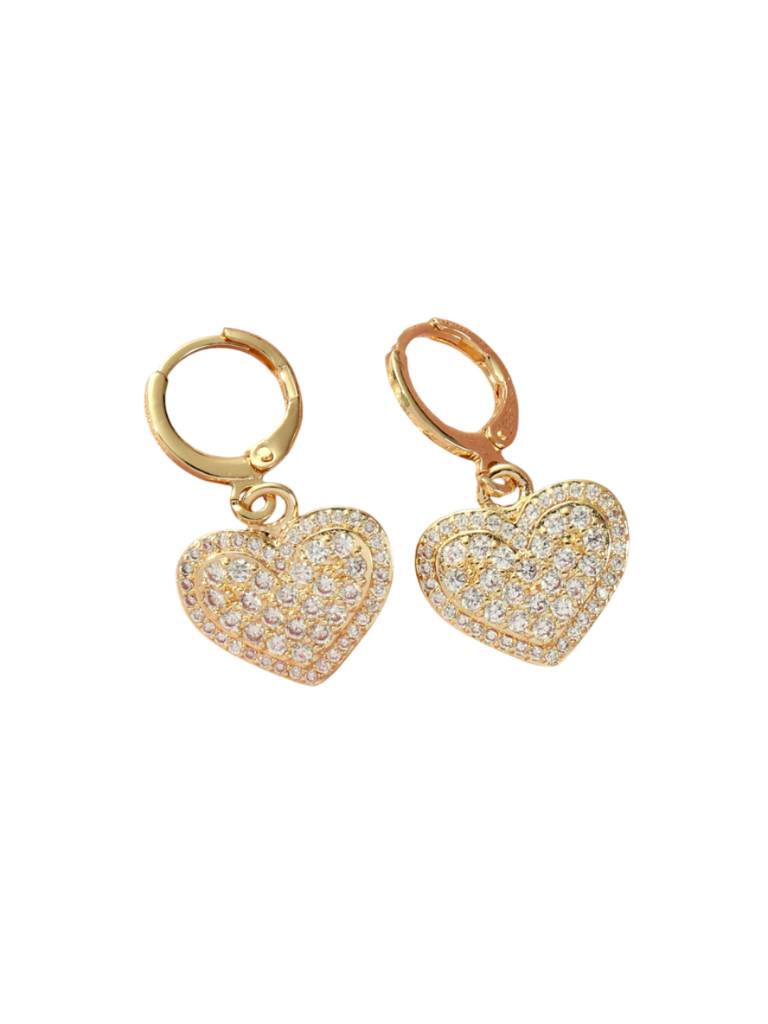 Valentines Day Loving Touch Heart Earrings For Women & Girls : ES14343-G-WHT