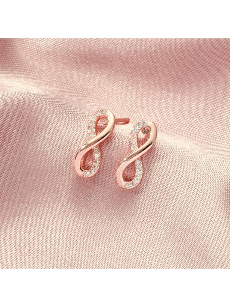 Valentines Day Limitless Infinity Twist White Earrings For Women & Girls : ES14344-G-WHT