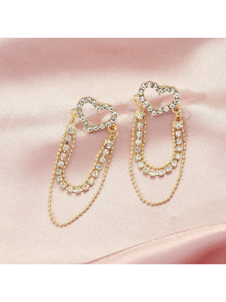Elegant Heart Chain Earrings For Women & Girls Jewellery Accessories : ES14353-G