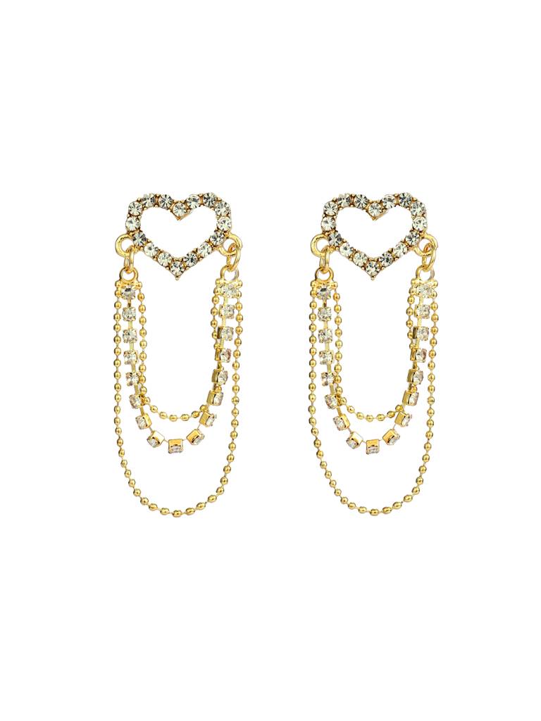 Elegant Heart Chain Earrings For Women & Girls Jewellery Accessories : ES14353-G