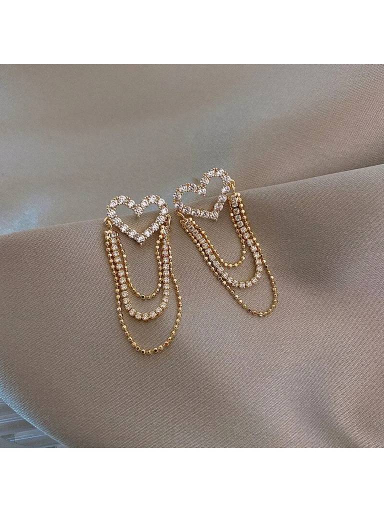 Elegant Heart Chain Earrings For Women & Girls Jewellery Accessories : ES14353-G