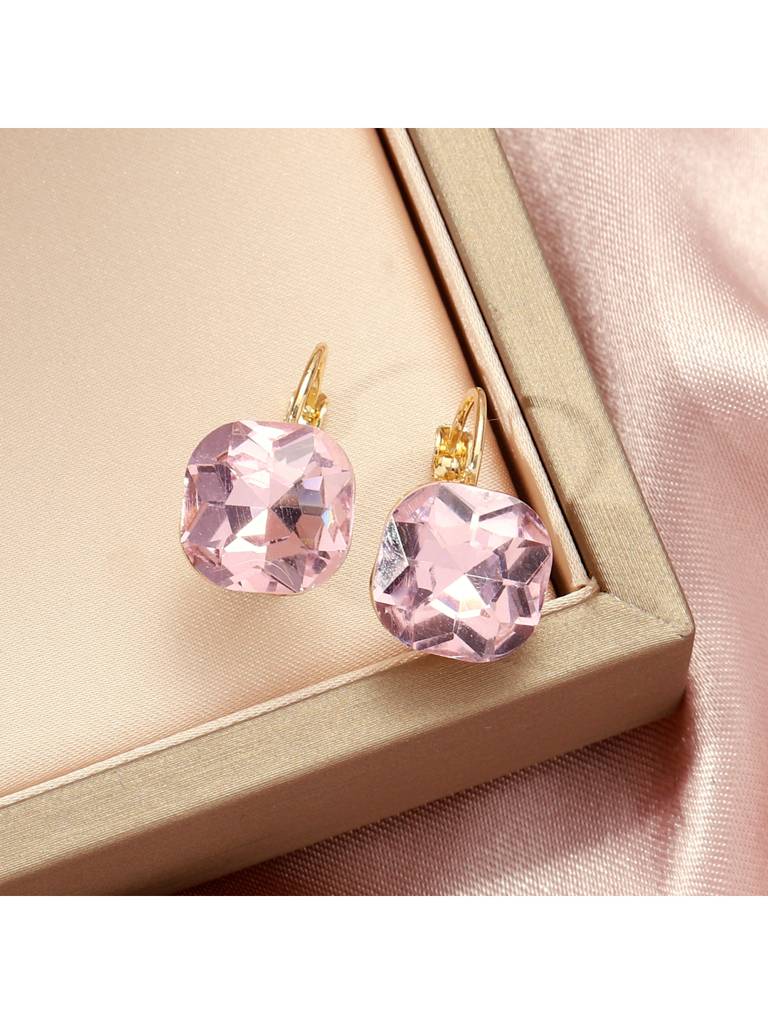 Valentines Day Vibrant Stone Chic Earrings For Women & Girls : ES14359-G-PNK