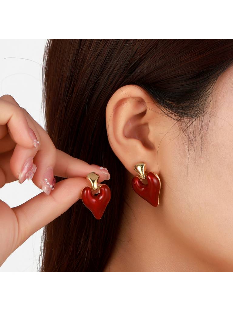 Valentines Day Love In Cherry Earrings For Women & Girls : ES14387-G-RED