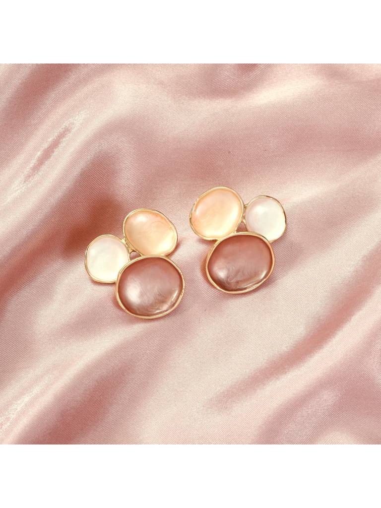 Glossy Bloom Earrings For Women & Girls Jewellery Accessories : ES14428-BRN-WHT
