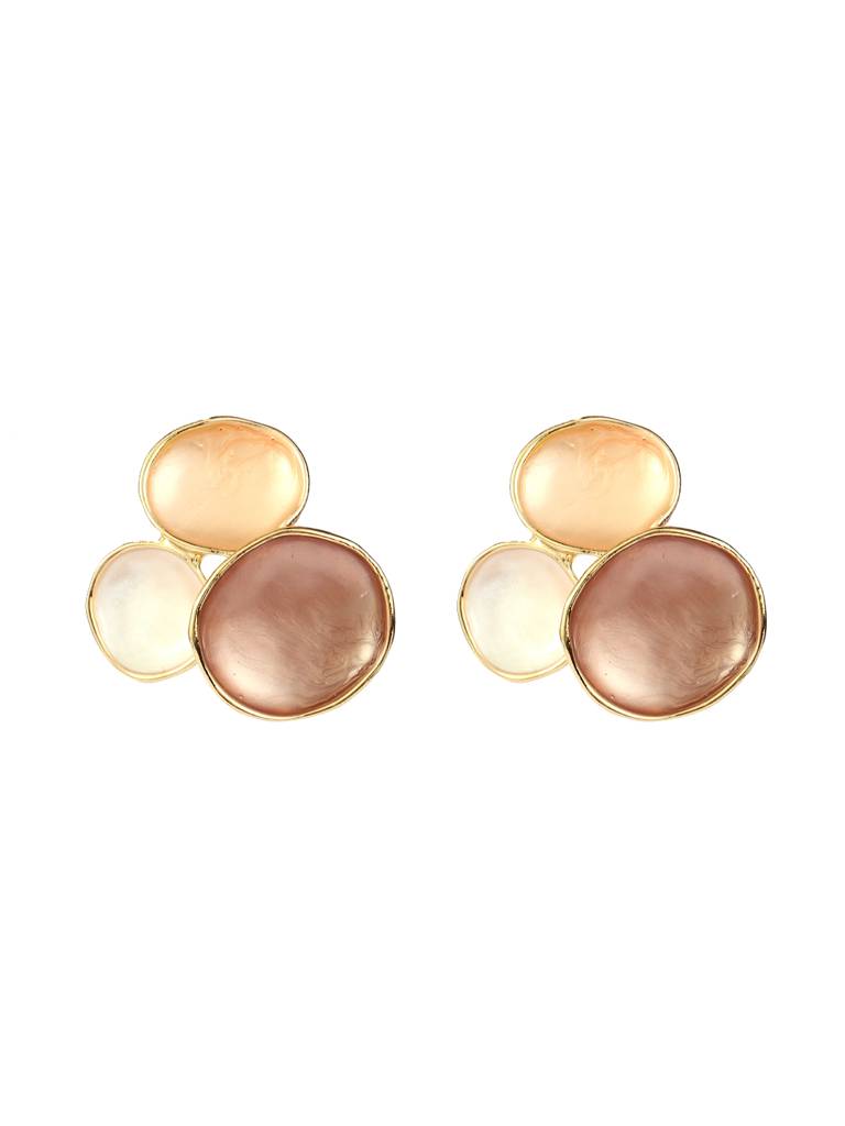 Glossy Bloom Earrings For Women & Girls Jewellery Accessories : ES14428-BRN-WHT