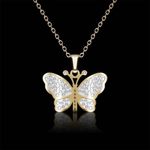 Personalised Butterfly Pendant : ETCH072