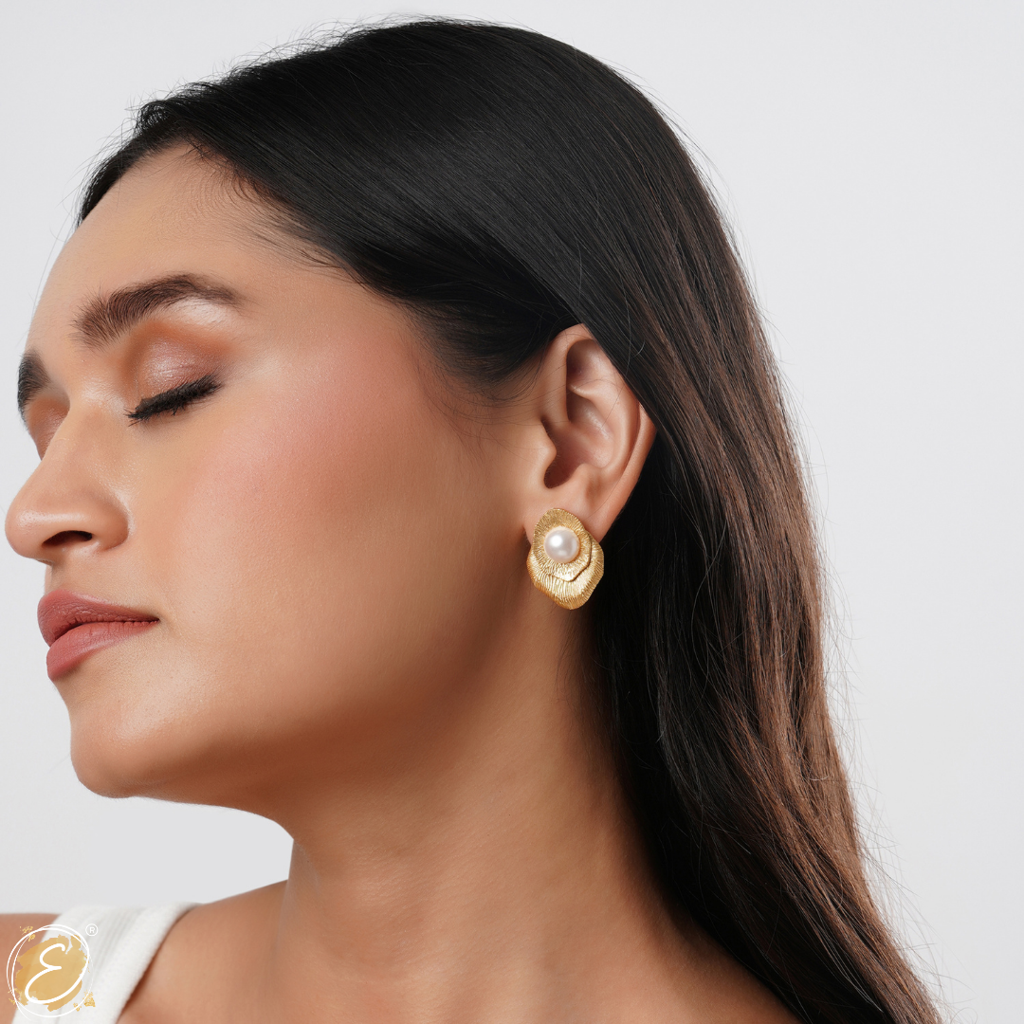Leaf Pearl Studs