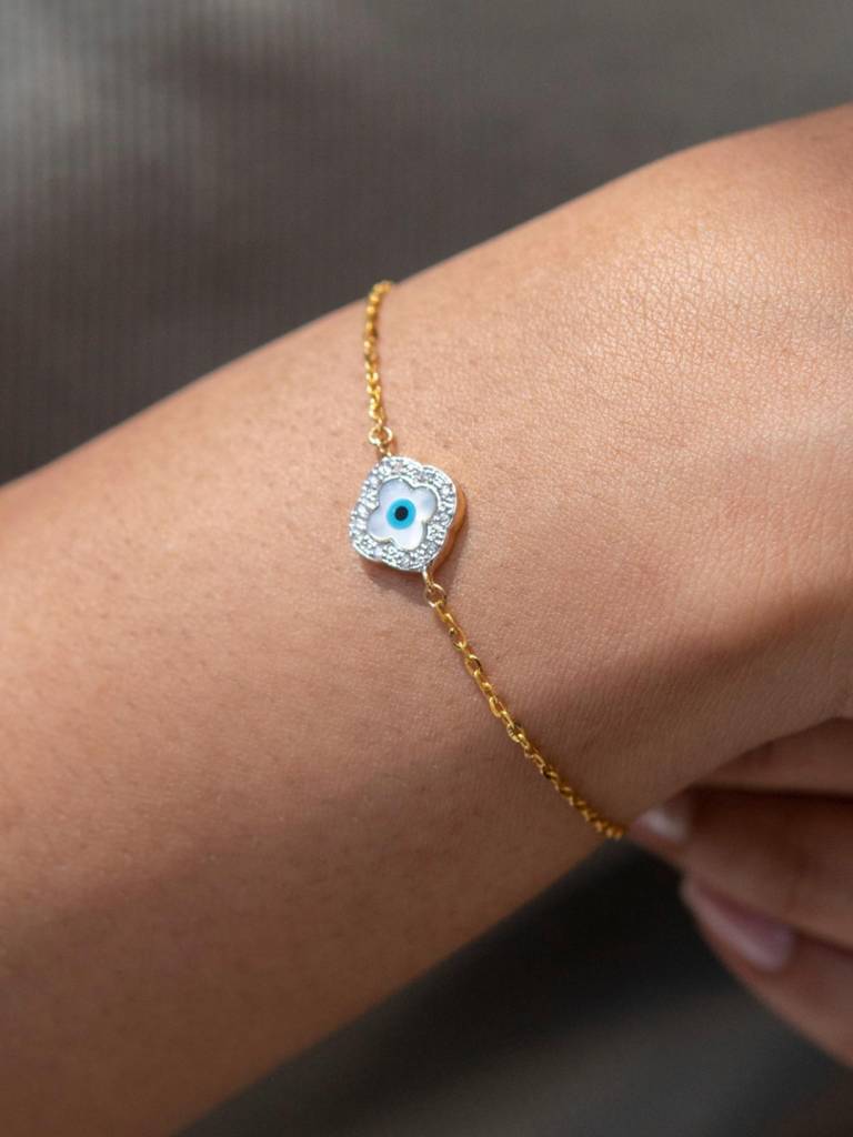 Stac Mini Clover Evil Eye Diamond Bracelet