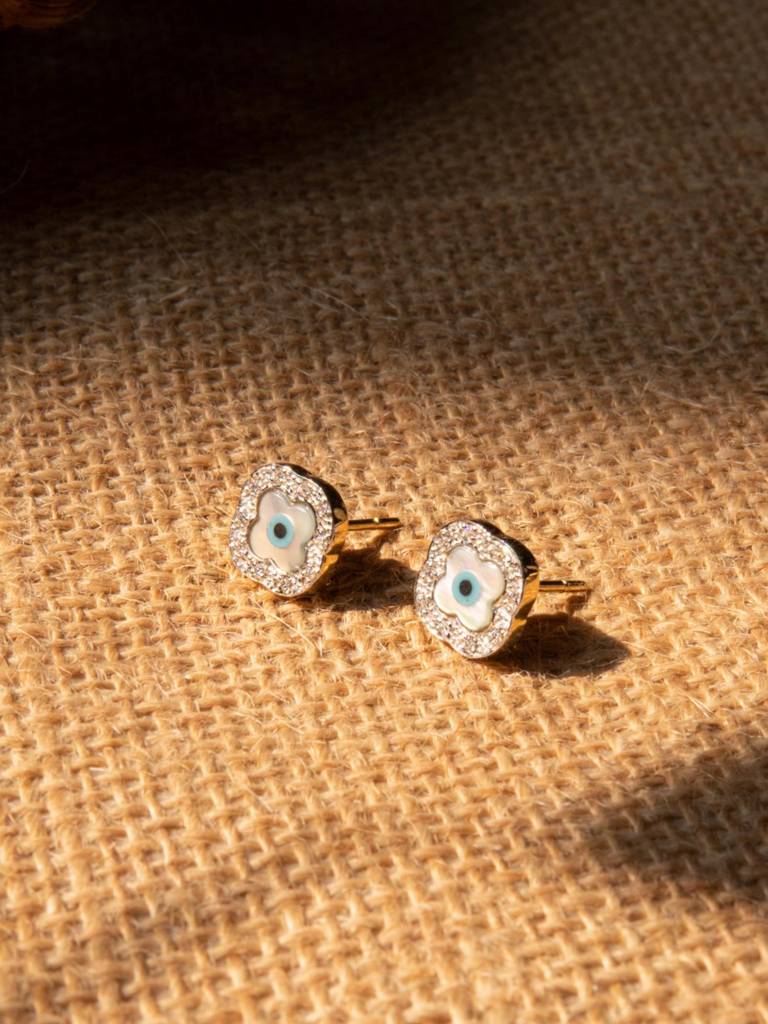 Stac Mini Clover Diamond Stud Earrings