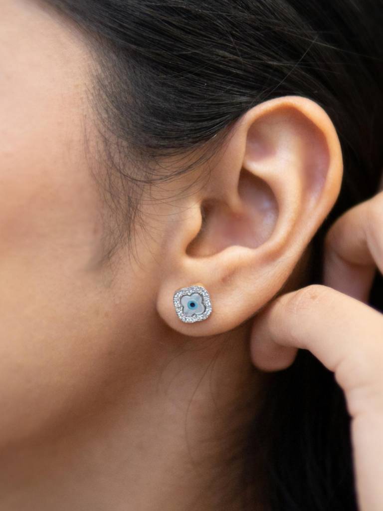 Stac Mini Clover Diamond Stud Earrings