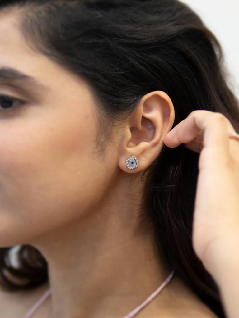Stac Mini Clover Diamond Stud Earrings
