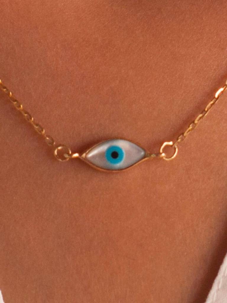 Stac Mini Evil Eye Marquise Necklace