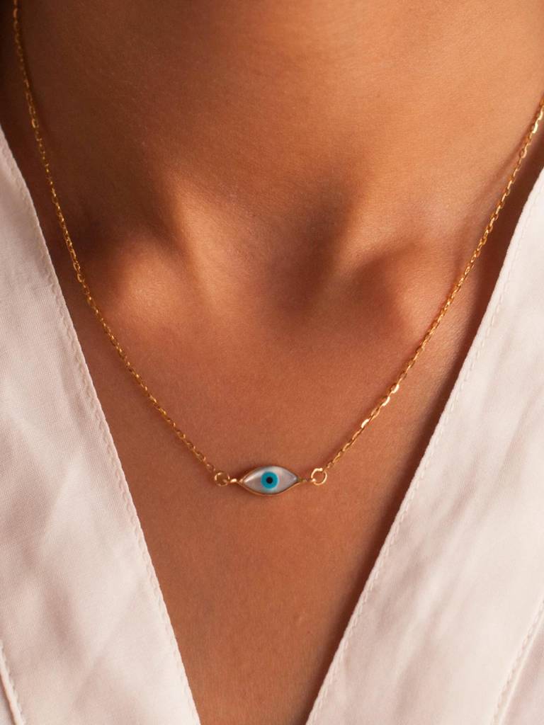 Stac Mini Evil Eye Marquise Necklace
