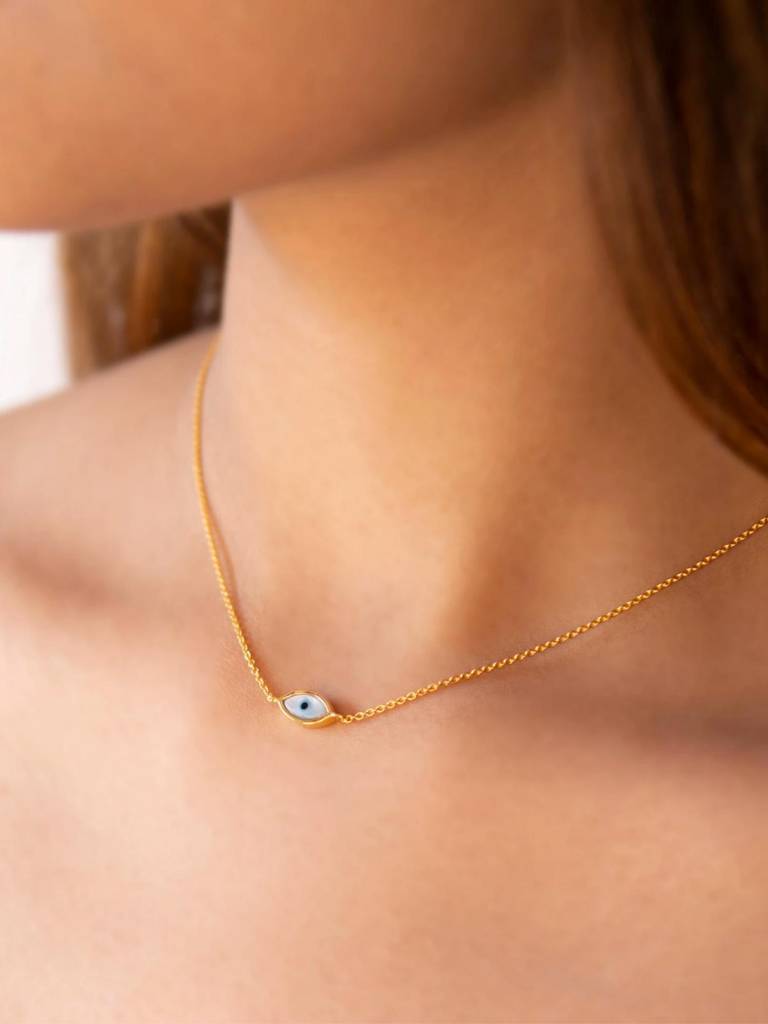 Stac Mini Evil Eye Marquise Necklace